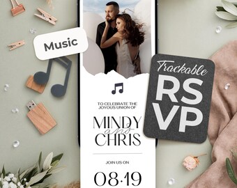 Digital Wedding Invitation Template: Elegant Website with Countdown, RSVP Tracking, Map, Save the Date, (Instant Download) BW025