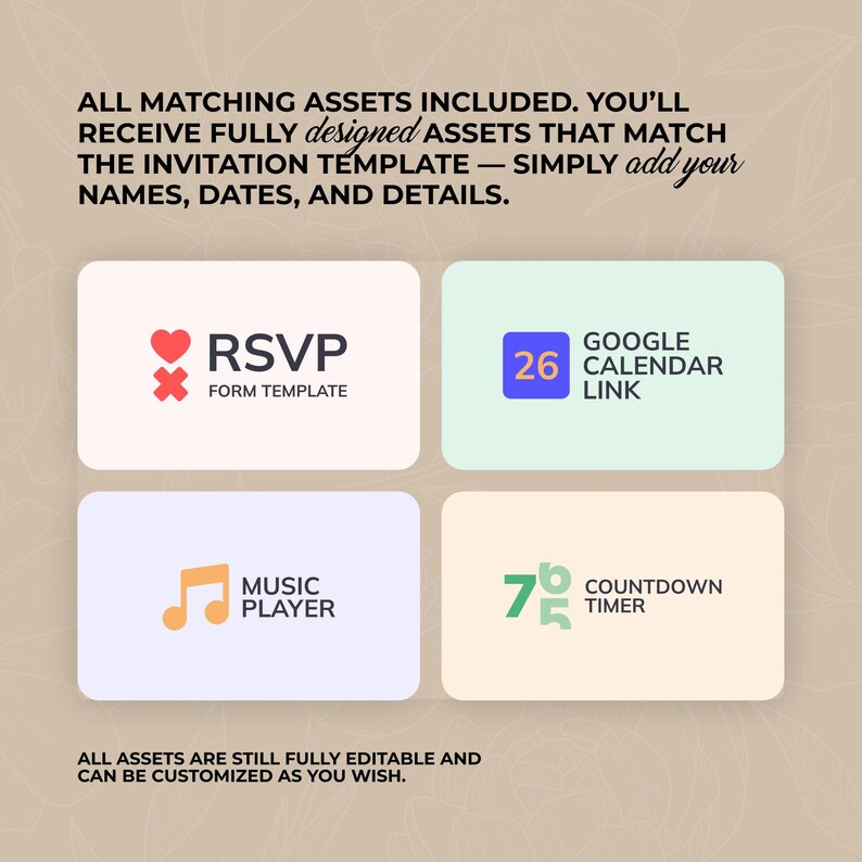 Digital Wedding Website Invitation: Trackable RSVP, Music, Live Countdown, Save the Date, Map, Online Invite (Fully Editable Canva Template) zdjęcie 15