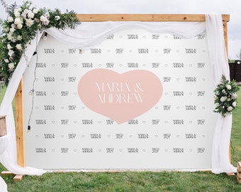 Wedding Backdrop with Names, Background Canva Template, Wedding Banner for Ceremony, Wedding Press Wall, Backdrop for Reception, BW011