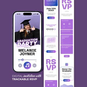 Class of 2026 Digital Graduation Invitation: Canva Website Template with Trackable RSVP & Countdown zdjęcie 1