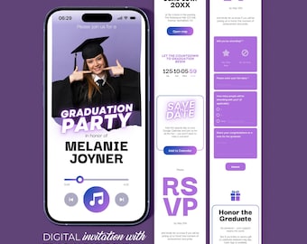 Class of 2026 Digital Graduation Invitation: Canva Website Template with Trackable RSVP & Countdown