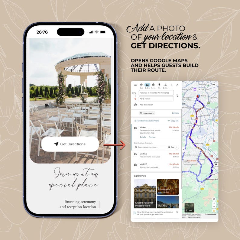 Digitale Hochzeitseinladung mit Countdown, Musik, Details und nachverfolgbarer Antwortmöglichkeit (bearbeitbare Canva-Vorlage) + Bonus Bild 6
