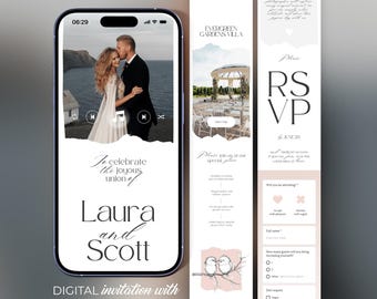 Digital Wedding Invitation: RSVP, Countdown Timer, Canva Website Template, BW027