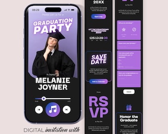 Graduation Web Invitation: Class of 2026 Digital Announcement Canva Template with Trackable RSVP & Countdown