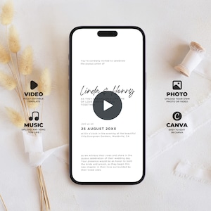 Wedding Video Invitation Template, Fully Editable Animated Wedding Invitation, Digital Invite, Canva Template, Instant Download, BW026