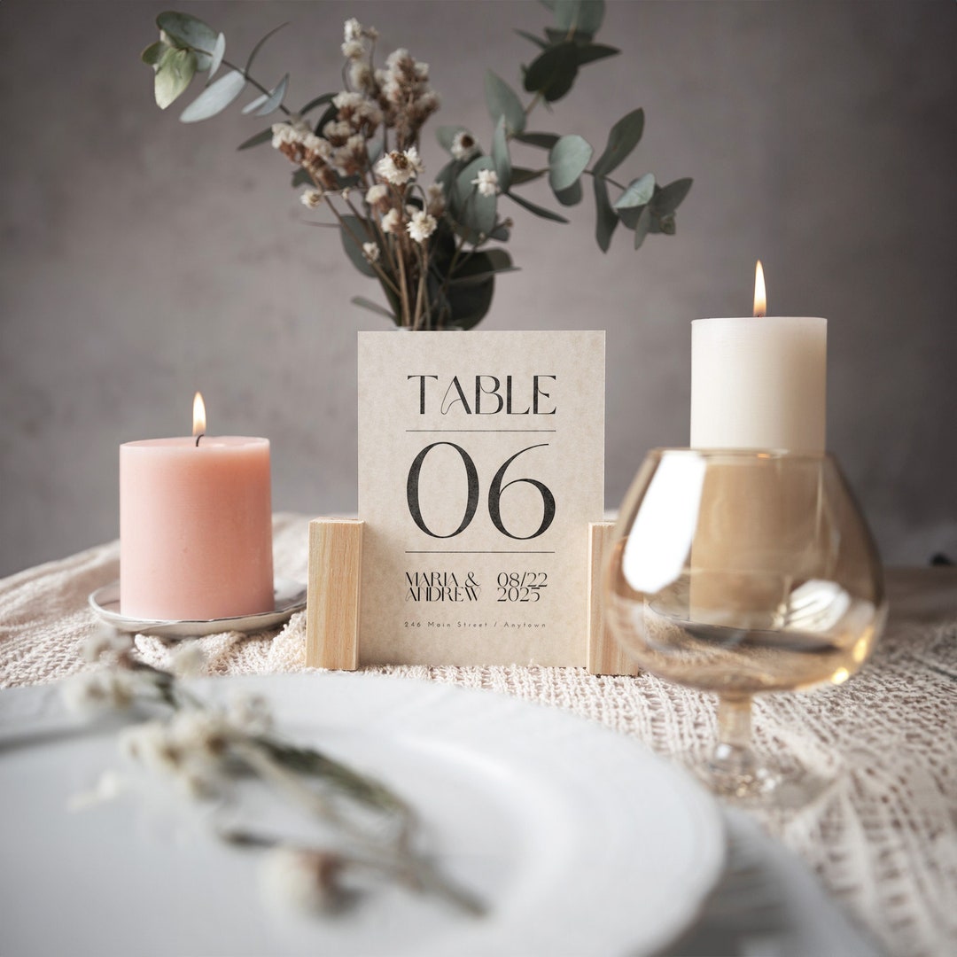 Printable Wedding Table Numbers, Modern Wedding Table Numbers Editable ...