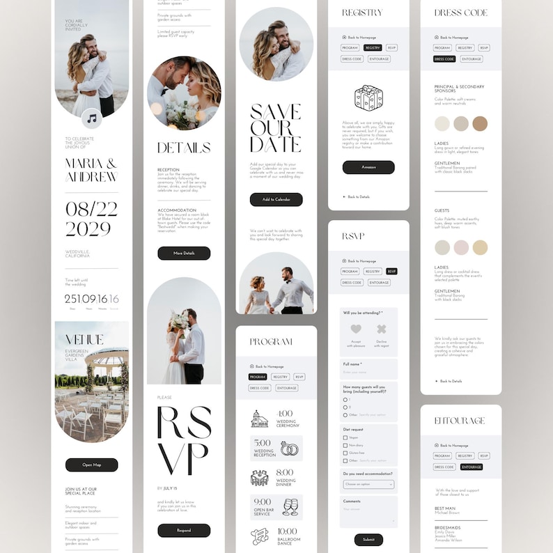 Minimalist Wedding Web Invitation: RSVP, Countdown Timer Canva Template (Digital Download) image 2