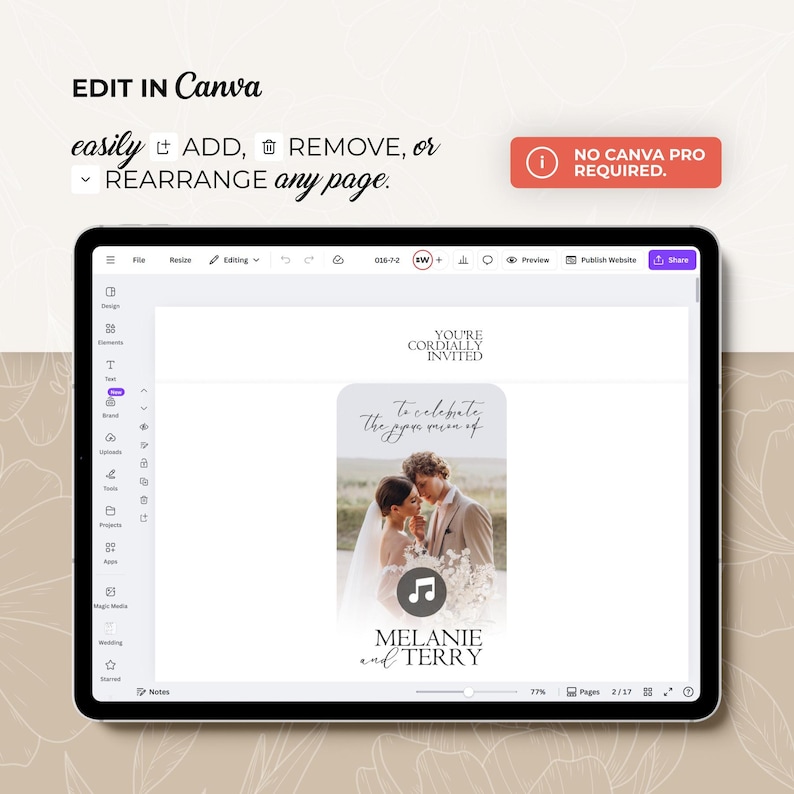 Digitale Hochzeitseinladung mit Countdown, Musik, Details und nachverfolgbarer Antwortmöglichkeit (bearbeitbare Canva-Vorlage) + Bonus Bild 4