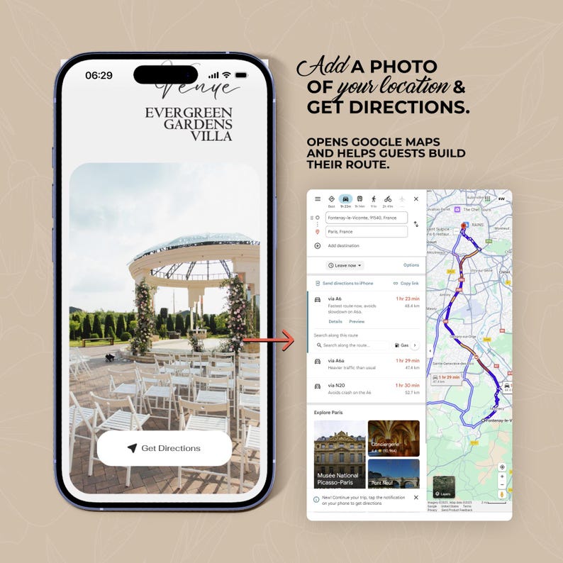 Digital Wedding Website Invitation: Trackable RSVP, Music, Live Countdown, Save the Date, Map, Online Invite (Fully Editable Canva Template) zdjęcie 7