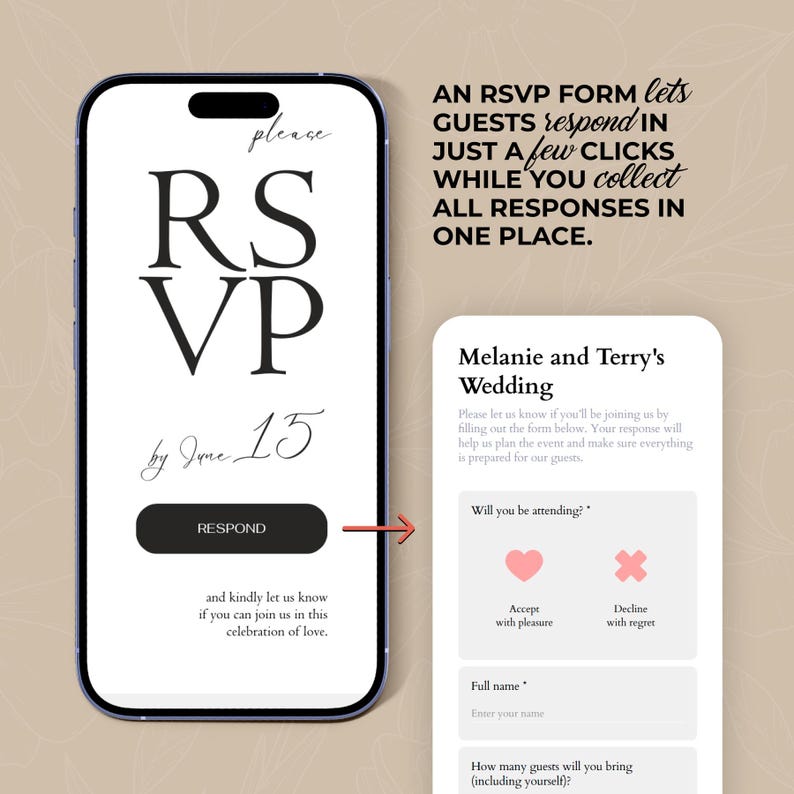 Digital Wedding Website Invitation: Trackable RSVP, Music, Live Countdown, Save the Date, Map, Online Invite (Fully Editable Canva Template) zdjęcie 11