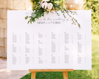 Wedding Seating Chart Horizontal, Wedding Seating Chart Template, Printable Alphabetical Seating Plan Canva Template Instant Download, BW025