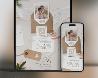 Digital Wedding Invitation Website and HTML Email: RSVP Tracking, Countdown, Music, Save the Date, Details (Canva Template)