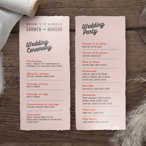 Retro Wedding Program Template: Editable 4x9 Canva Design (Instant Download) BW008