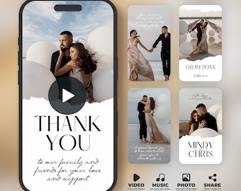 Video Dankeskarte Vorlage: Minimalistisches Design (Canva, Instant Download) BW025