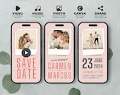 Animated Retro Save the Date: Wedding Video Invite Canva Template (Digital Download) BW008