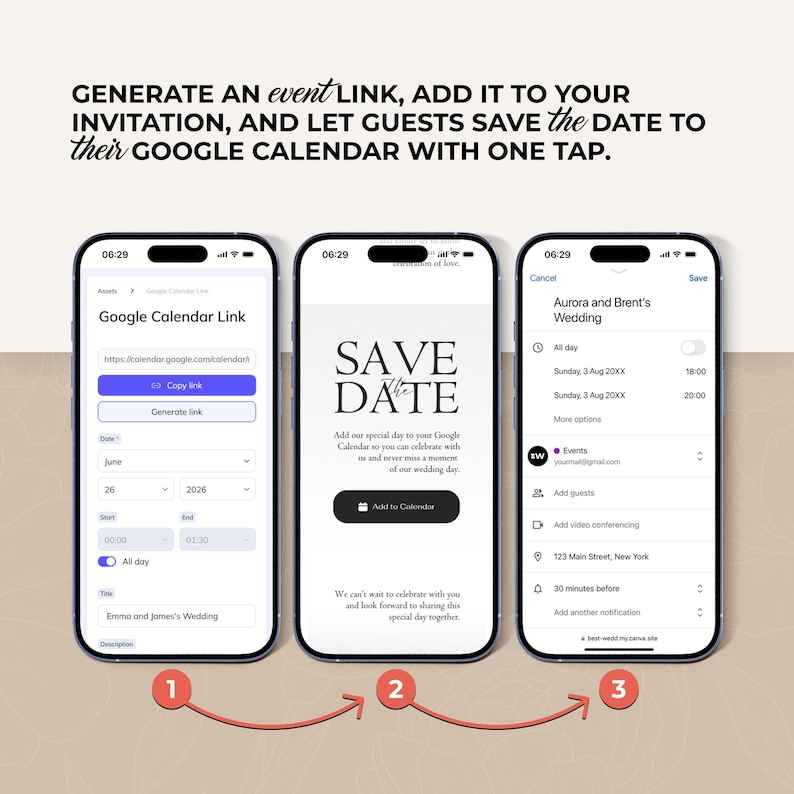 Digital Wedding Website Invitation: Trackable RSVP, Music, Live Countdown, Save the Date, Map, Online Invite (Fully Editable Canva Template) zdjęcie 10