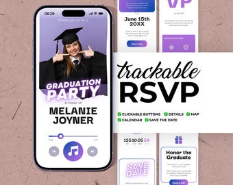 Class of 2026 Graduation Party Website Invitation with Trackable RSVP and Countdown Editable Canva Template
