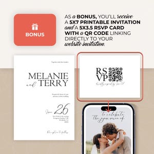 Digital Wedding Website Invitation: Trackable RSVP, Music, Live Countdown, Save the Date, Map, Online Invite (Fully Editable Canva Template) zdjęcie 3