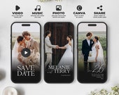 Animated Wedding Save the Date Video: Editable Canva Template (Digital Download) BW016