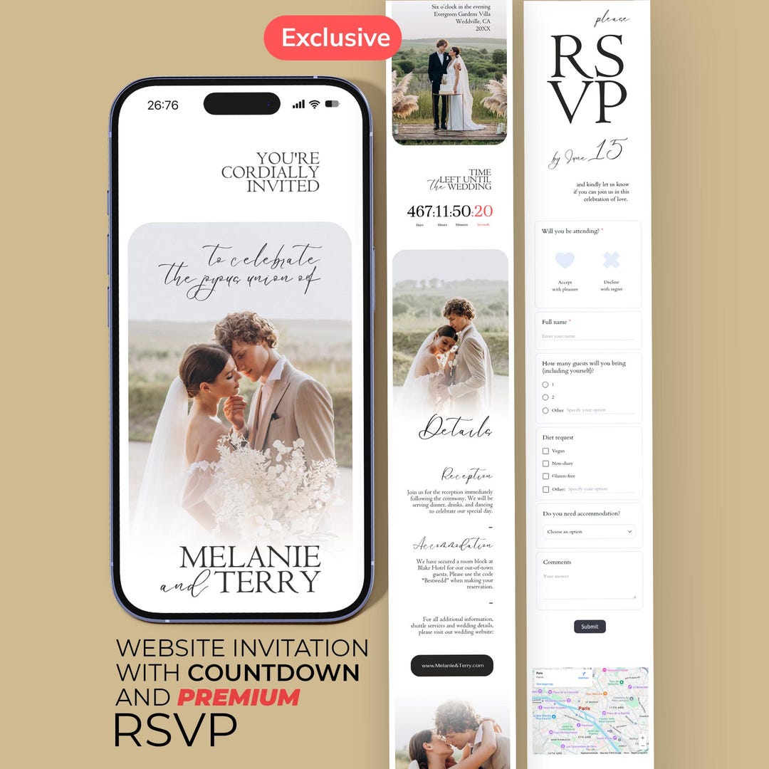 WEB Invitation With Embedded Countdown Timer, Trackable RSVP and Map ...