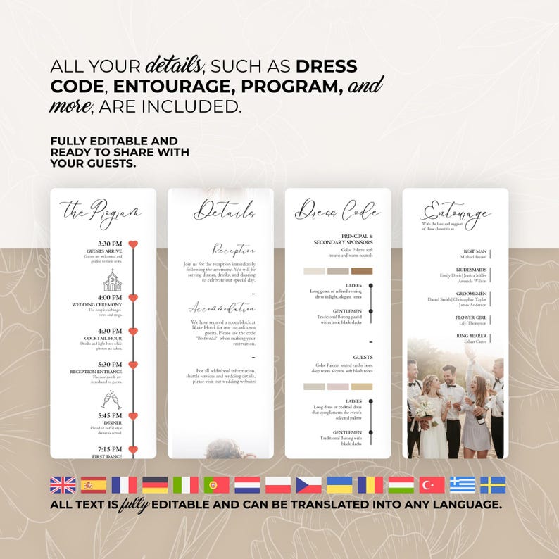 Digitale Hochzeitseinladung mit Countdown, Musik, Details und nachverfolgbarer Antwortmöglichkeit (bearbeitbare Canva-Vorlage) + Bonus Bild 7