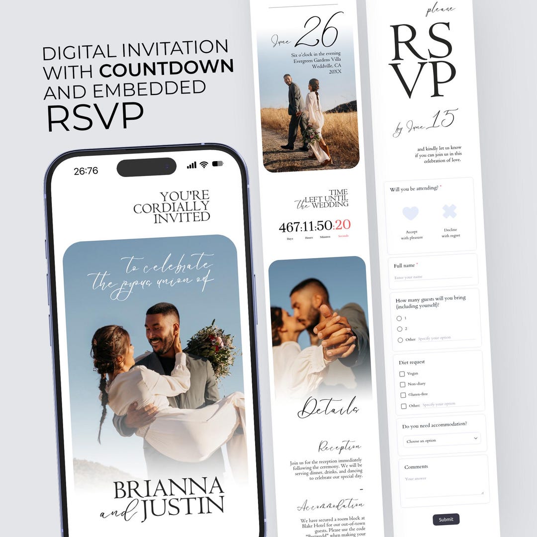 Digital Wedding Invitation With Embedded Countdown Timer, Trackable ...
