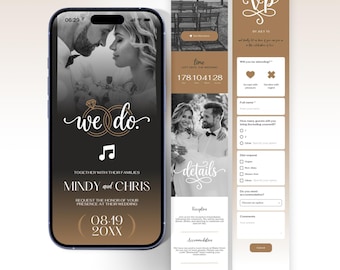 Elegant Wedding Invitation with Countdown, Music and Trackable RSVP, Editable Canva Template