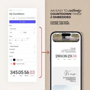 Digital Wedding Website Invitation: Trackable RSVP, Music, Live Countdown, Save the Date, Map, Online Invite (Fully Editable Canva Template) zdjęcie 6