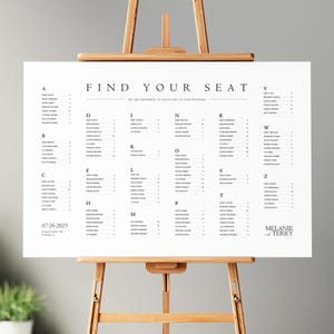 Alphabetical Seating Chart, Wedding Landscape Seating Chart Sign, Printable Seating Plan Editable Canva Template, Instant Download, BW016