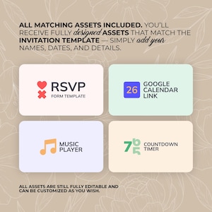 Digitale Hochzeitseinladung mit Countdown, Musik, Details und nachverfolgbarer Antwortmöglichkeit (bearbeitbare Canva-Vorlage) + Bonus Bild 15