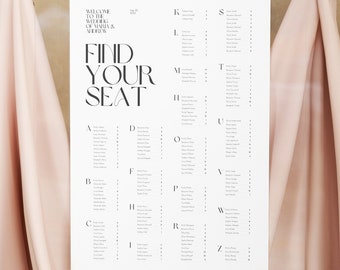 Alphabetical Seating Chart, Wedding Landscape Seating Chart Sign ...