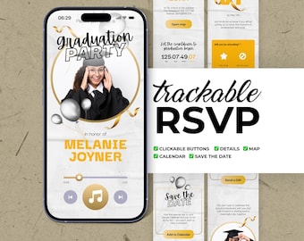 Digital Class of 2026 Graduation Website Invitation Canva Template with Trackable RSVP & Countdown