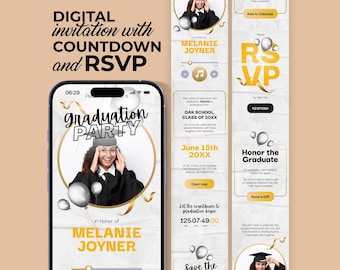 Graduation Party Web Invitation: Class of 2026, Trackable RSVP, Canva Template Digital Download
