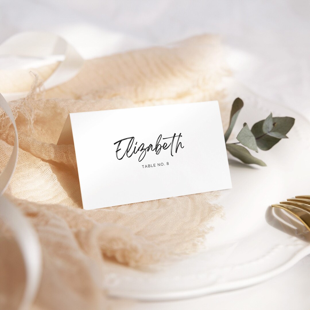 Place Cards Template, Seating Card Canva Template, Modern Wedding Place ...