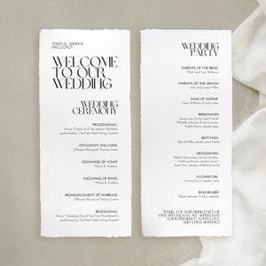 Modern Wedding Program Template, Minimalist Order of Service, Printable Wedding Ceremony, Editable Canva Template, Instant Download, BW011