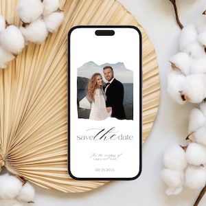 Elegante Hochzeitseinladung mit Foto, Elegante Hochzeitseinladung mit Foto, Moderne Kalligraphie Vollständig bearbeitbare Canva Vorlage, Sofort Download, BW027