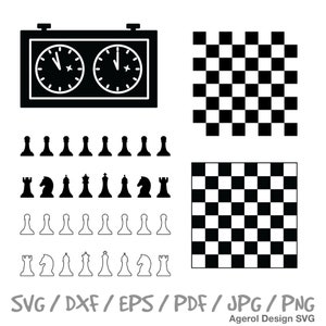 Échiquier SVG échiquier fichier coupé pièces d'échecs SVG Jeu d'échecs Svg Chiffres d'échecs Svg Silhouette d'échecs échec et mat svg Échiquier SVG