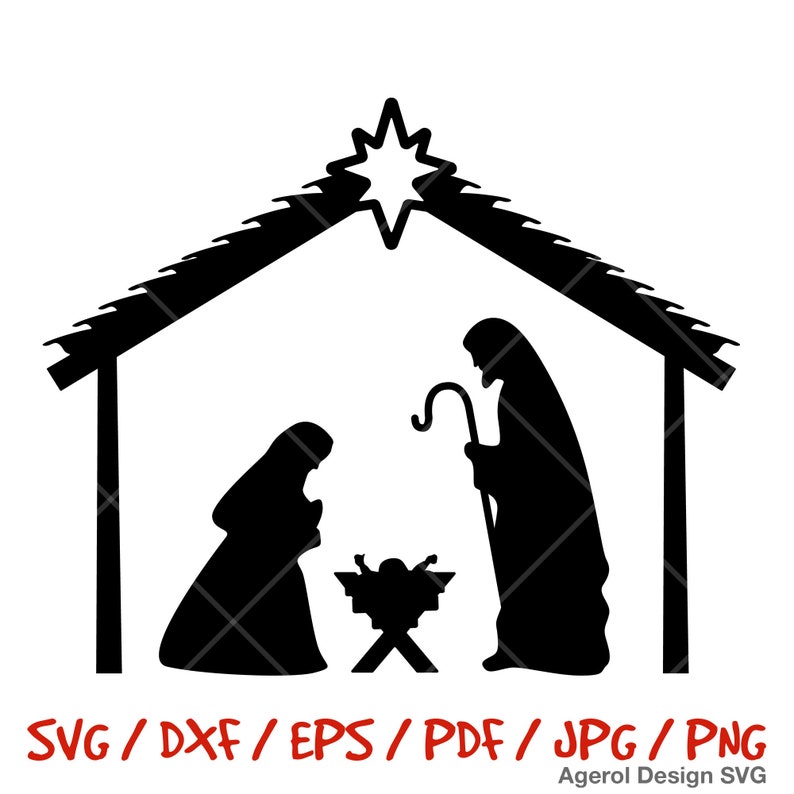 Nativity Scene Layered Design Mary with Jesus and Joseph Nativity Scene SVG Nativity Scene Silhouette PNG Homemade Christmas Gift Ideas Craft Christmas Ideas for Kids