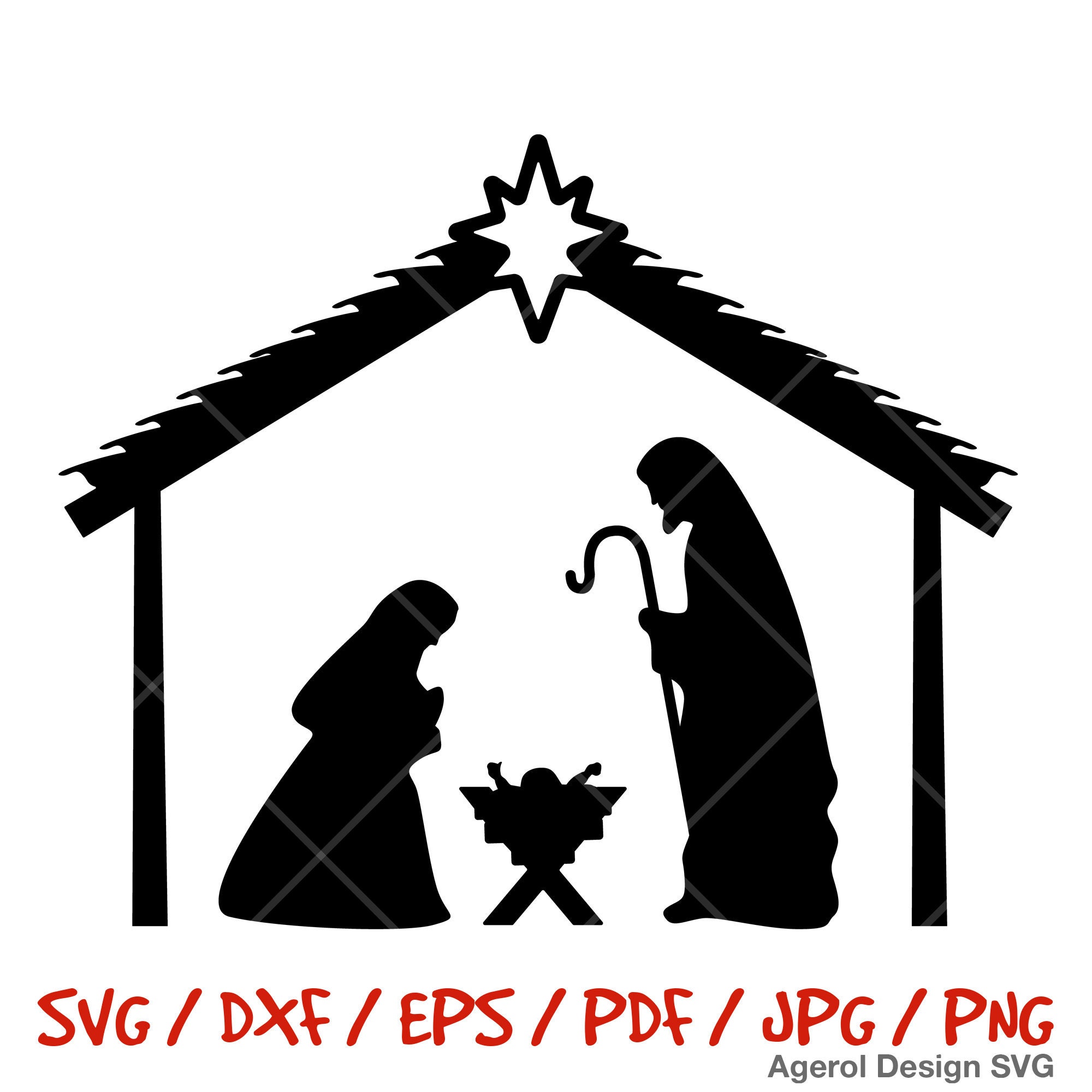 Nativity Scene SVG Nativity Scene DXF Laser Cut File Nativity Scene PNG ...