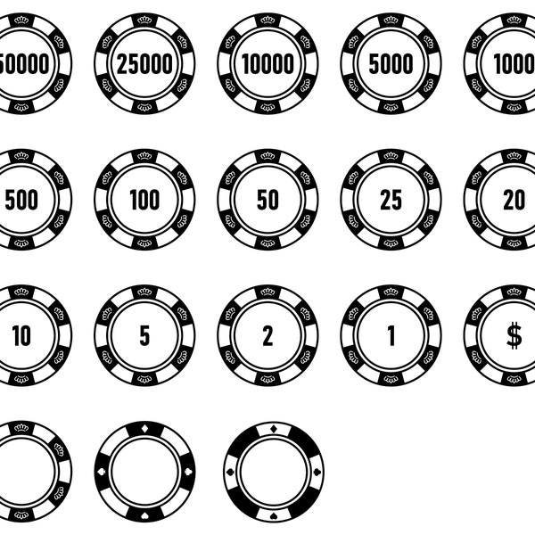 Casino Chips SVG Poker Chips SVG Chip Money Gamble Clipart Svg format Png format DXF format Poker Chips Silhouette Cricut Poker Projects