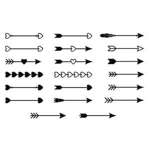 Pacote de flechas SVG Boho Tribal Arrows SVG Arrows com coração Valentine Love Decor Archery Arrows SVG Basic Arrows Svg Decorative Corner Arrow