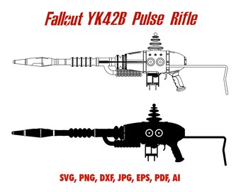 SVG fusil Fallout, fusil à impulsion Fallout RK42B, fusil à impulsion Silhouette SVG, fusil Fallout silhouette Cosplay fusil SVG pour Cricut