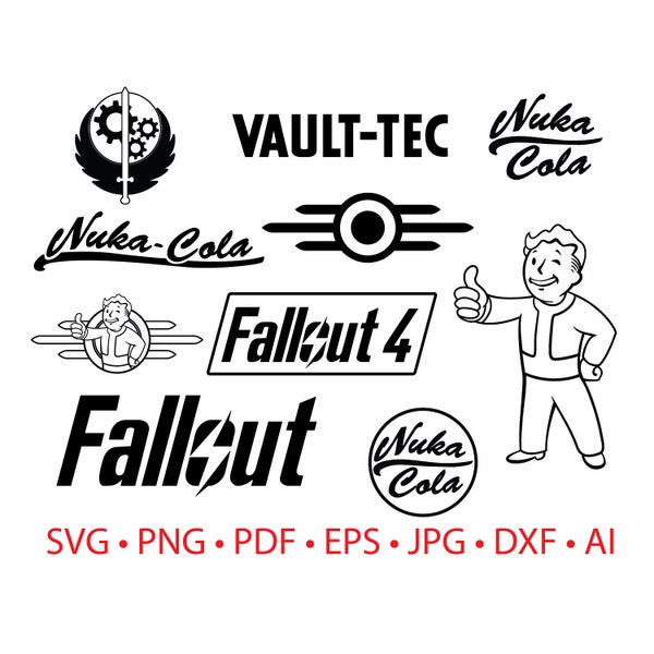 Fallout SVG Bundle Silhouette files Fallout 4, Vault Boy, Brotherhood of Steel, Nuka Cola, Vault-Tec Logo Instant Download Fallout Clipart