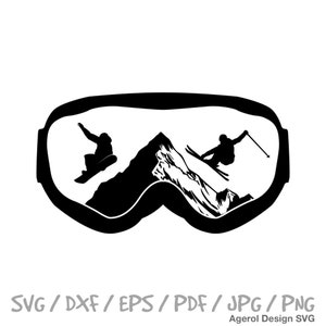 Snowboardbrille SVG Snowboard Silhouette SVG Wintersport SVG Snowboard Abziehbilder SVG Berg svg Snowboarder druckbare svg Cricut-Schnitt-Datei