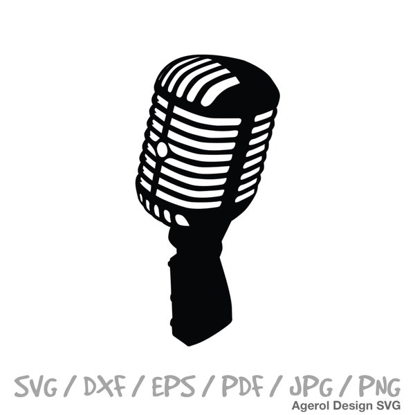 Microphone SVG Music SVG Vintage Microphone Silhouette SVG file for Cricut Retro Mic svg Microphone clipart Laser Cut File Microphone Vector