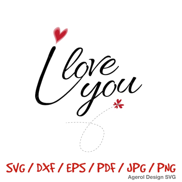 I love you Script SVG Valentine's Day Gift Ideas PNG Handwriting Love with cute heart Butterfly Heart Shaped wings Tumbler Design