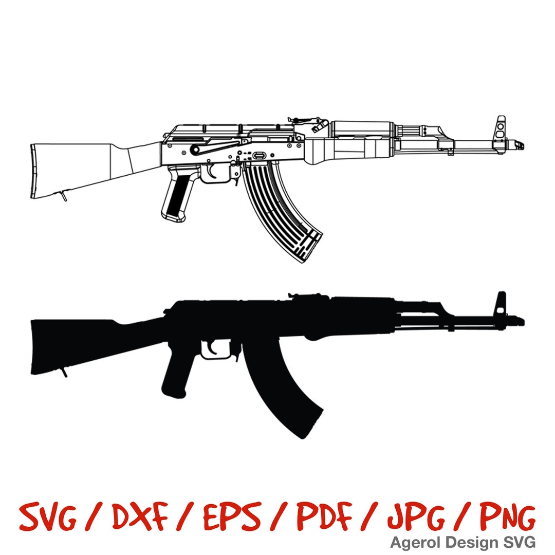 AK47 Kalashnikov Svg AK47 Kalashnikov Rifle Line Drawing, Military
