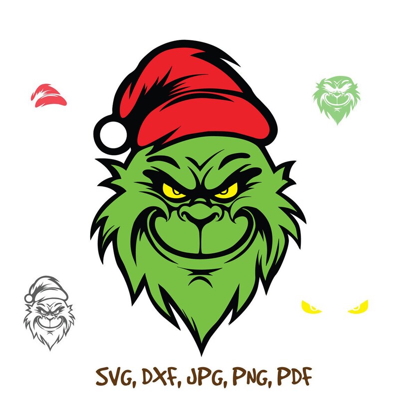Grinch Face SVG Layered Face Grinch Svg, Christmas Svg Png Clipart ...
