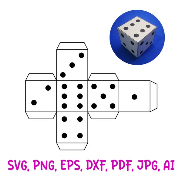 Printable Dice SVG Printable Paper Dice Dicemaking Scalable Dice template Instant Download Dice Making Paper Dice Origami Dice PNG Clipart