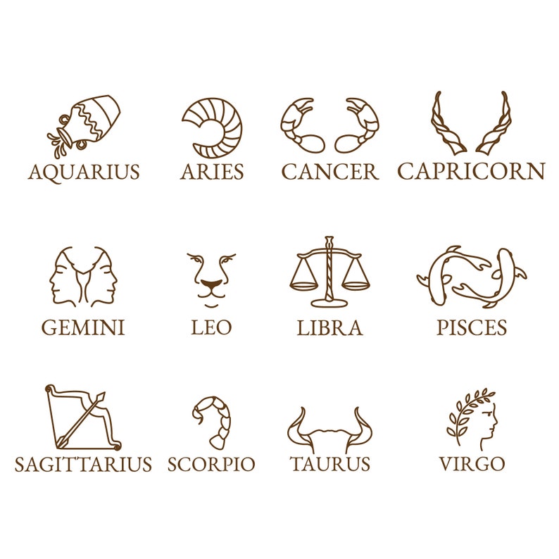 Zodiac Signs SVG Bundle Horoscope SVG Bundle Celestial Star Sign SVG ...